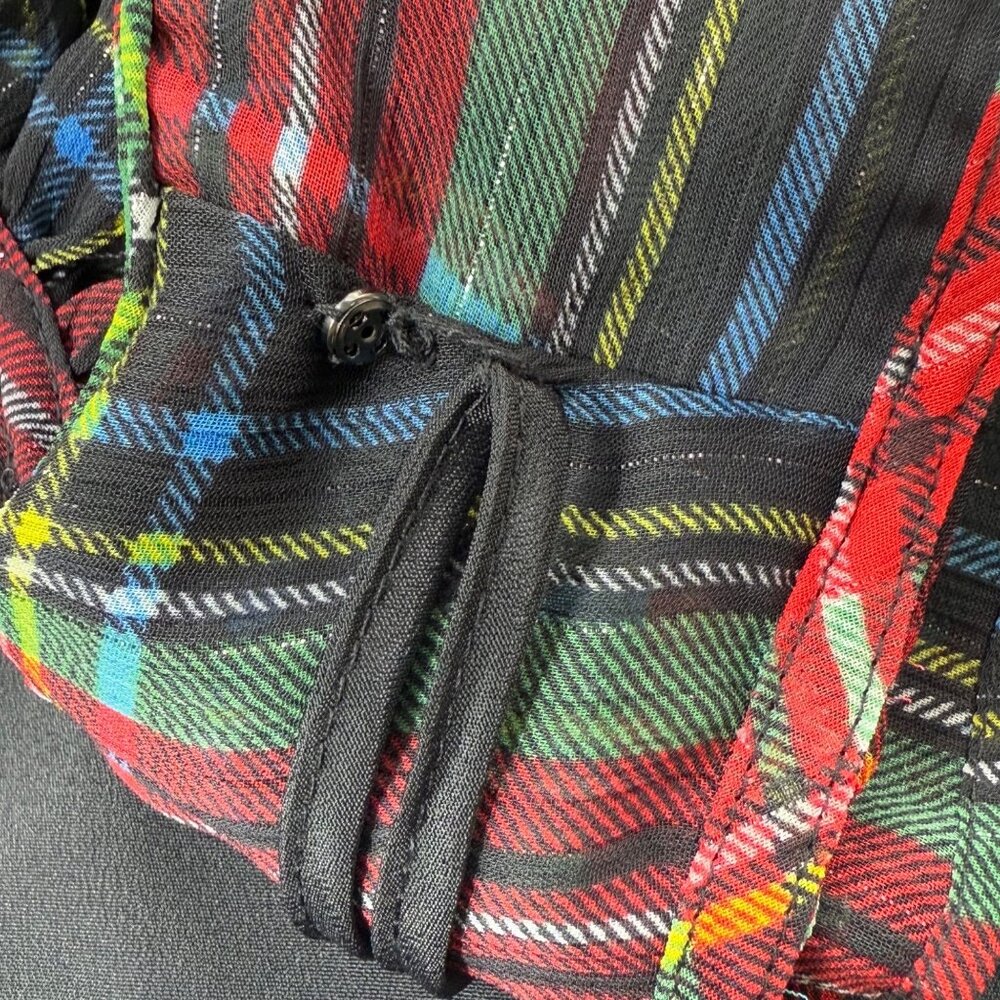 J Crew Stewart Tartan Plaid Top Ruffle‎ Collar Sleeveless Womens 00 - Picture 8 of 13